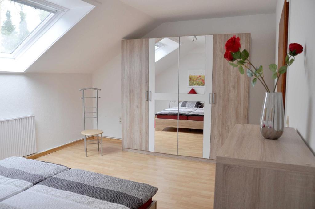 Postel nebo postele na pokoji v ubytování Ferienwohnung Sperlingslust