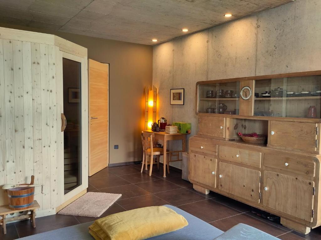 Kuchyň nebo kuchyňský kout v ubytování Apartment Das Eckige