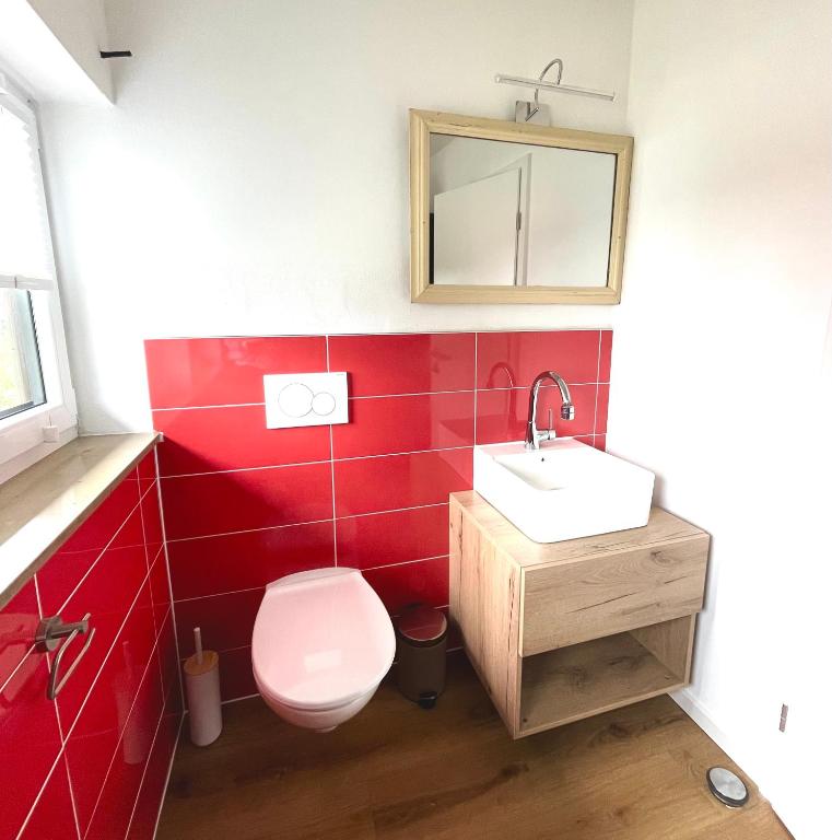 Koupelna v ubytování Ferienwohnung Strandbad - Alpen PopArt am See