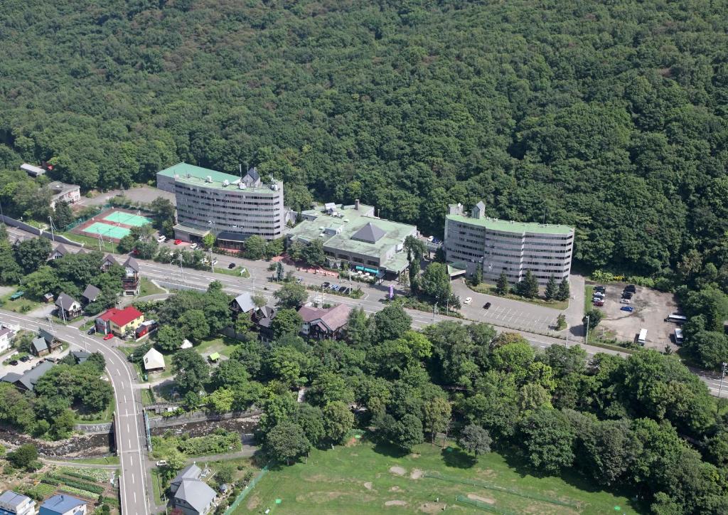 an aerial view of a building and a road at Otaru Asari Classe Hotel in Otaru