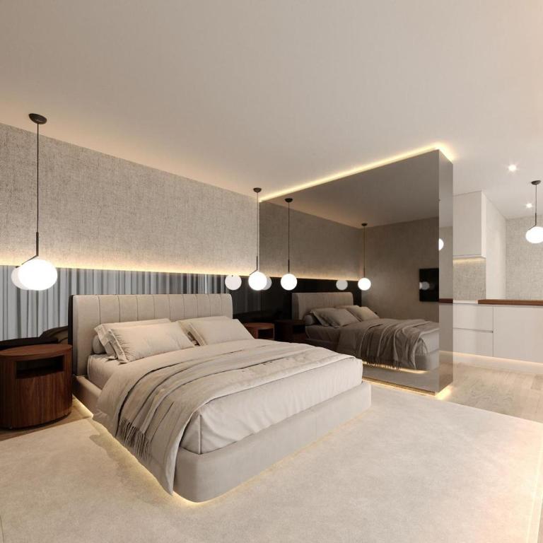 Uma cama ou camas num quarto em Portovella Lodges & Bungalows
