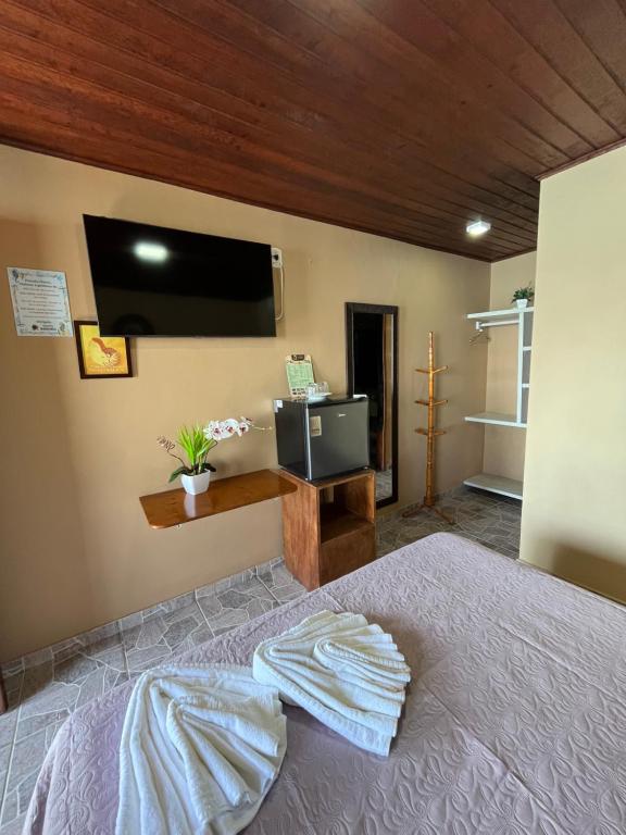Uma TV ou centro de entretenimento em Pousada Convés - Ilha Grande