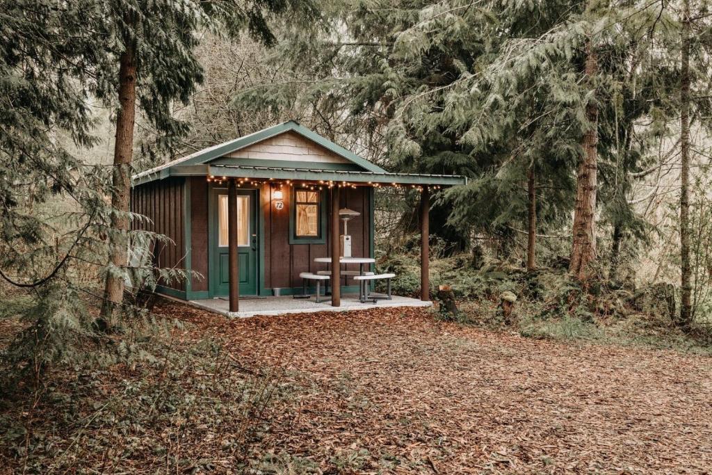 Cabaña pequeña con mesa de picnic en el bosque en 72MF - Rustic - Pets Ok - Sleeps 2 cabin, en Maple Falls