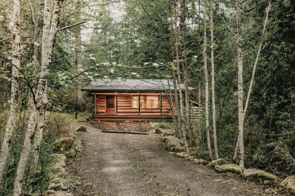 een blokhut midden in een bos bij 76GS - Genuine Log Cabin - WiFi - Pets Ok - Sleeps 4 home in Glacier