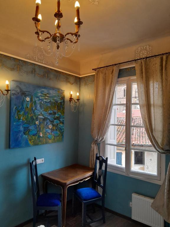 Posezení v ubytování Penthouse en bleu royal