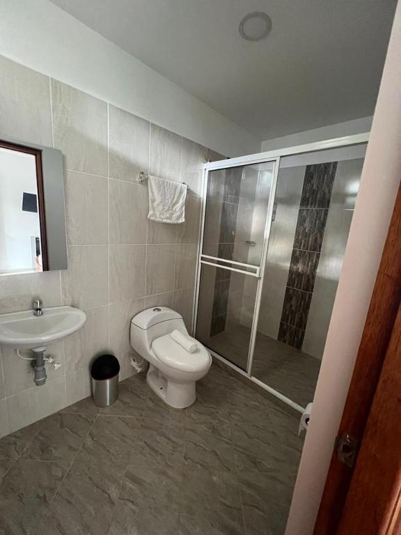 Koupelna v ubytování Eco hotel el bosque