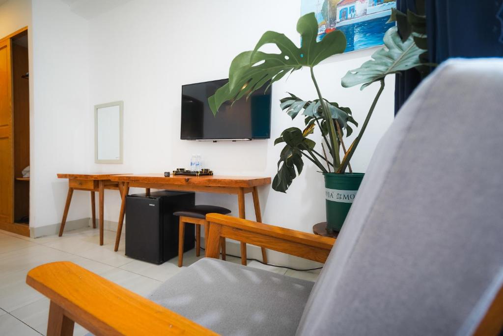 TV a/nebo společenská místnost v ubytování Cavilla Boutique Hotel & Apartment Da Nang