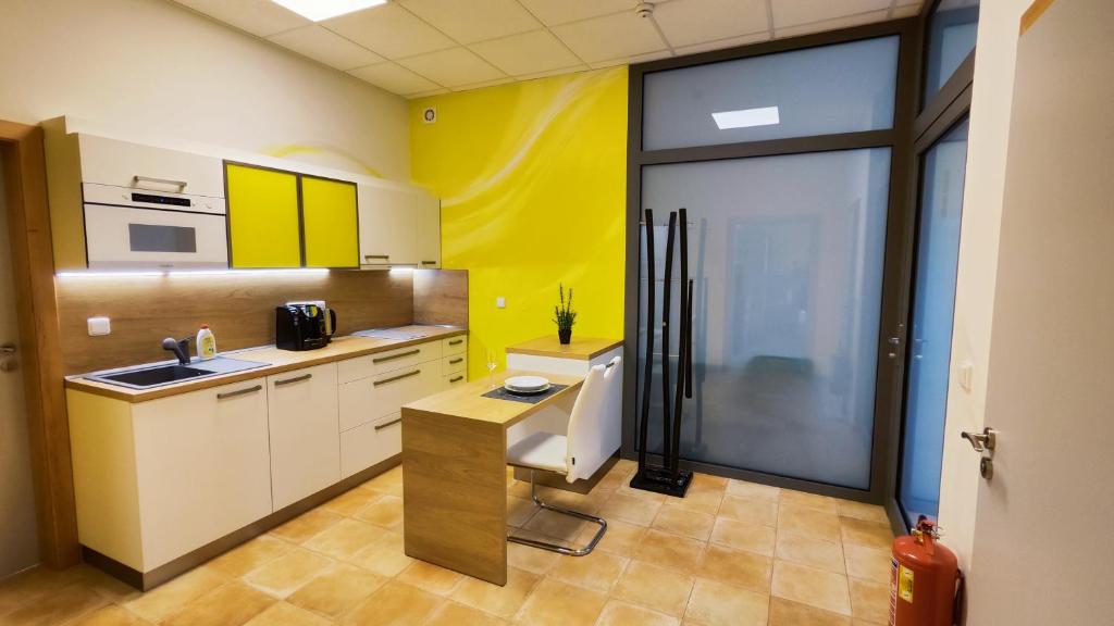 Kuchyň nebo kuchyňský kout v ubytování Apartmány Dačice