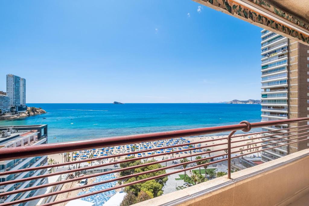 a balcony with a view of the beach at Coblanca 8-92 Apartment Levante Beach in Benidorm