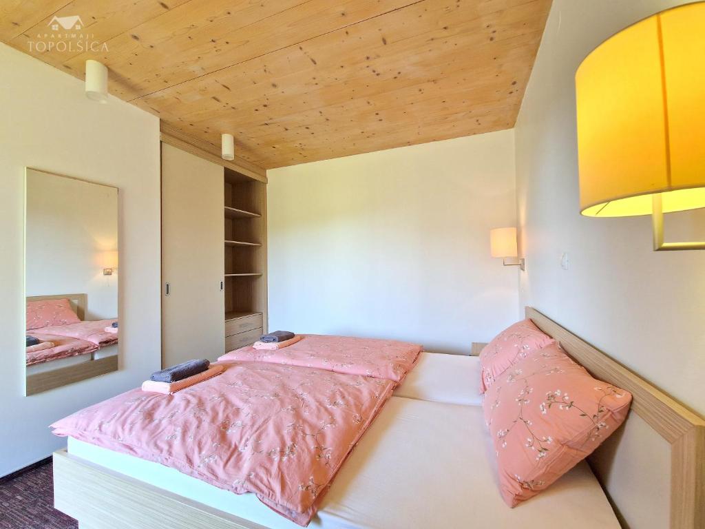 Postel nebo postele na pokoji v ubytování Apartment HORTENZIJA near Terme Topolšica