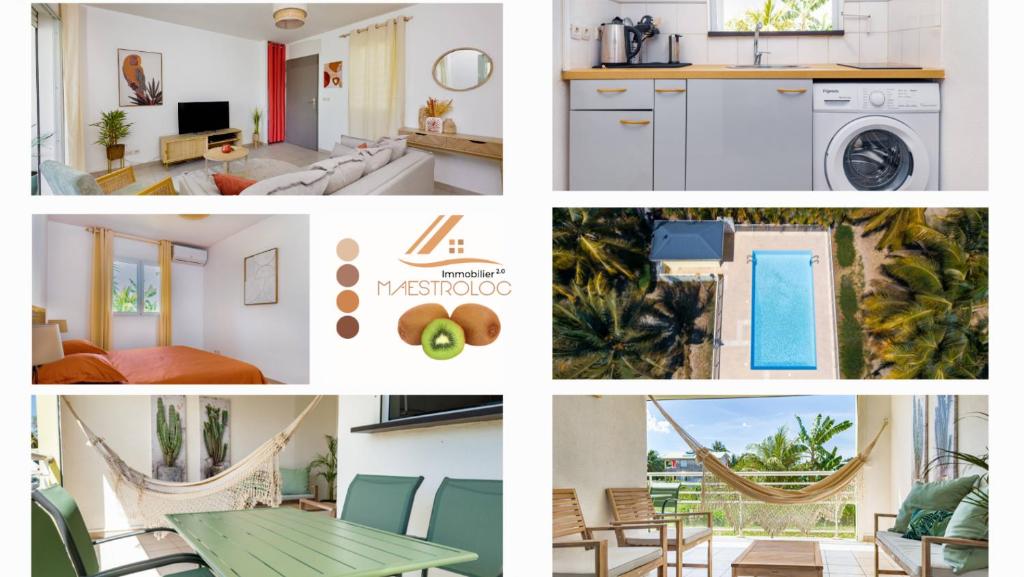 a collage of photos of a kitchen and a house at PROMO ! Cocon Dumyse, proche du Jardin botanique ! in Petit-Bourg