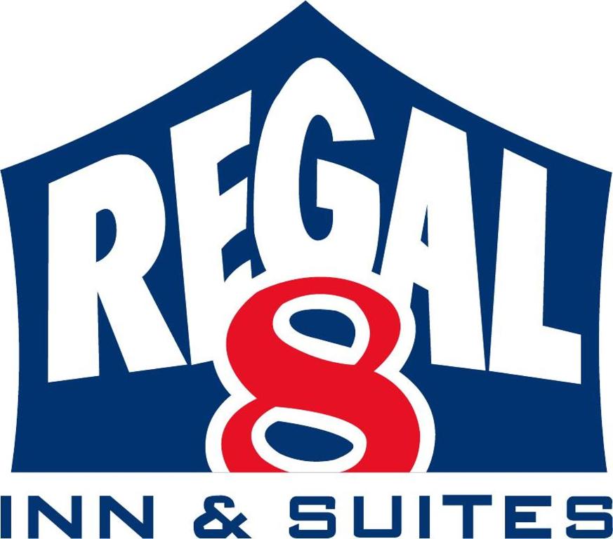 a red white and blue logo for a firm and suites at Regal 8 Inn & Suites in Lincoln