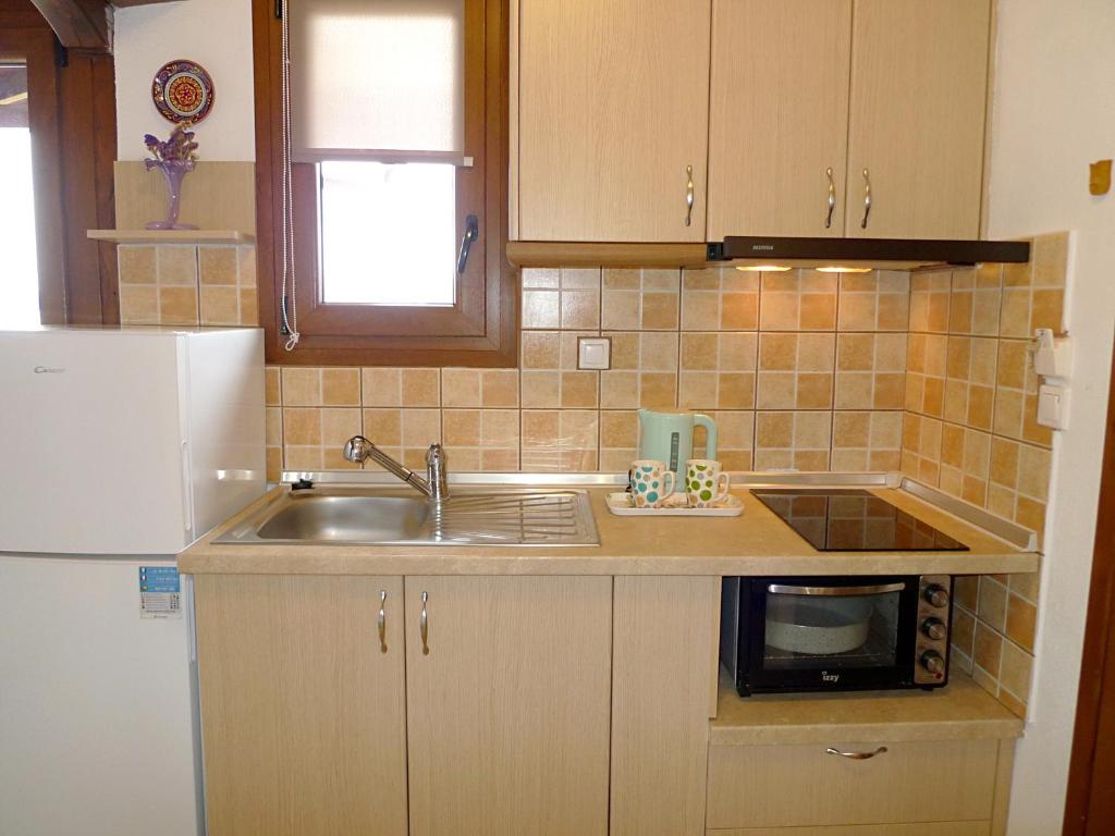 Kuchyň nebo kuchyňský kout v ubytování Akti House Psarogiannis Apartments & Studios