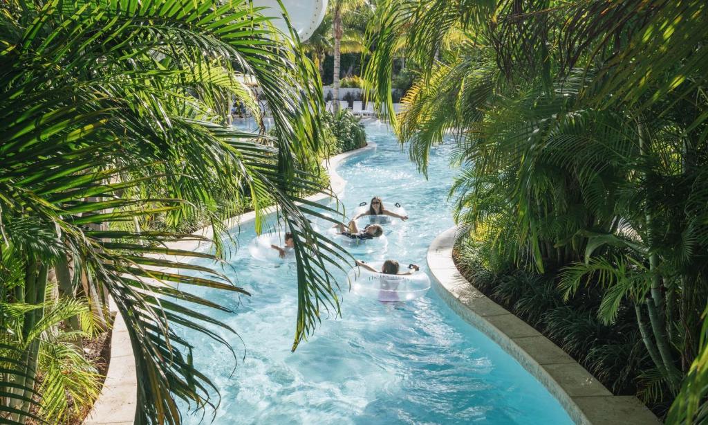 a lazy river in a resort with palm trees at Cloister at The Boca Raton in Boca Raton