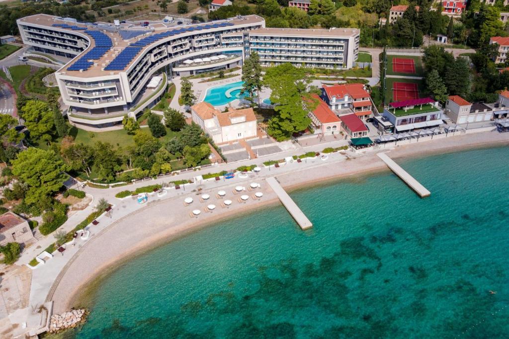 an aerial view of a beach with a resort at Sheraton Dubrovnik Riviera Hotel in Mlini