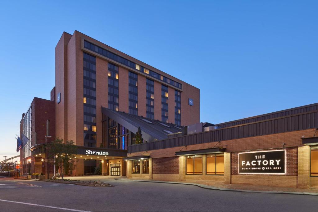 a building on a street in front of a building at Sheraton Pittsburgh Hotel at Station Square in Pittsburgh