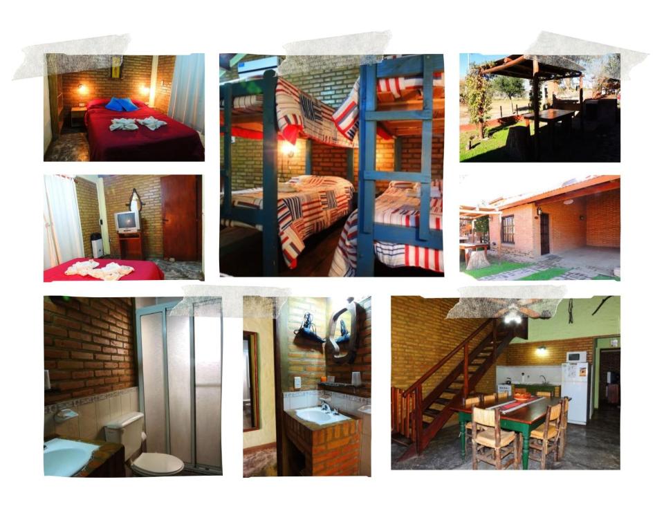 a collage of photos of a hotel room at Complejo Mi Viejo Vicente in Merlo