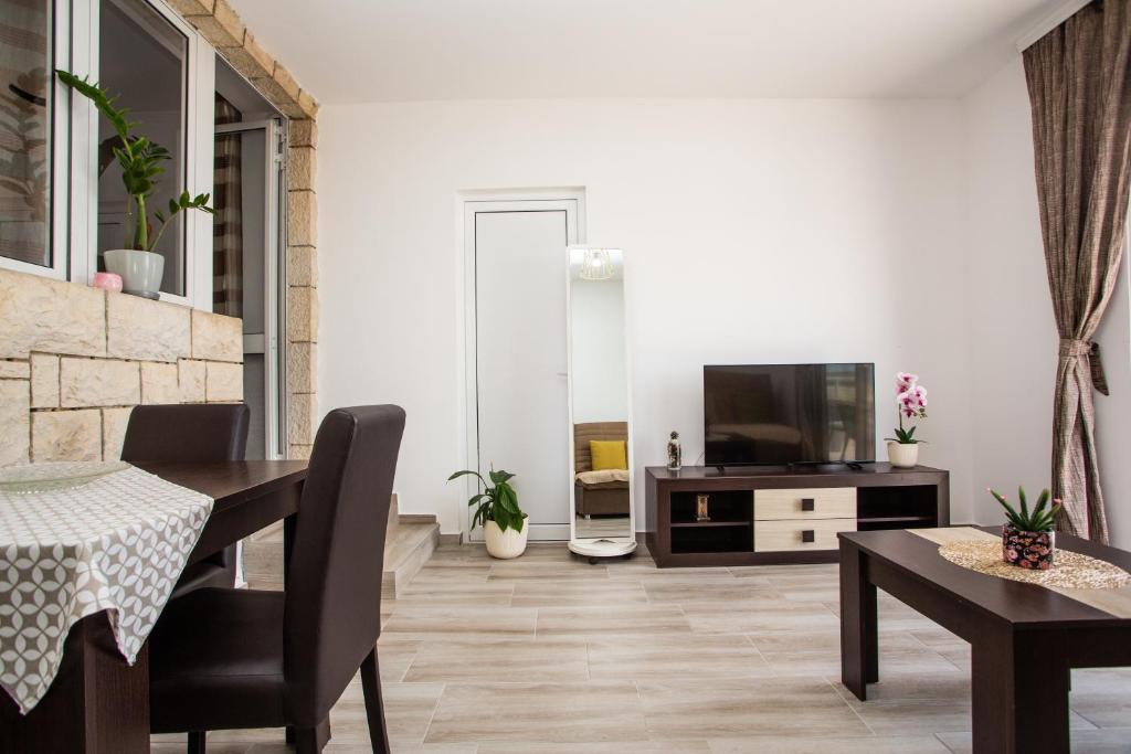 TV a/nebo společenská místnost v ubytování Apartments Jelena Ulcinj