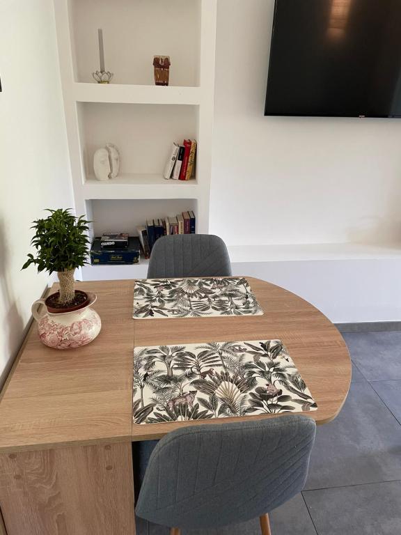 Televízia a/alebo spoločenská miestnosť v ubytovaní Appartement avec jardin privatif