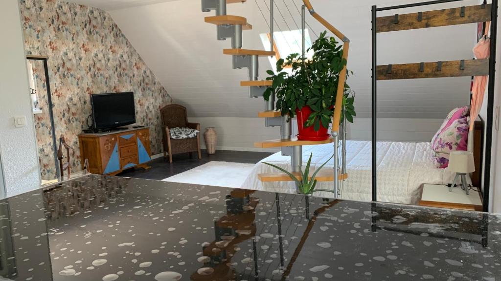 Televízia a/alebo spoločenská miestnosť v ubytovaní Chalet l Écrin Vert