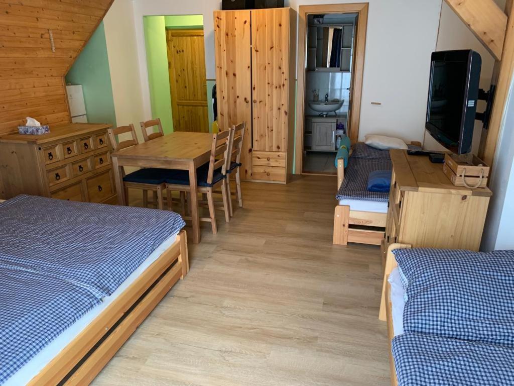 Kuchyň nebo kuchyňský kout v ubytování Penzion a Restaurace Vyhlídka