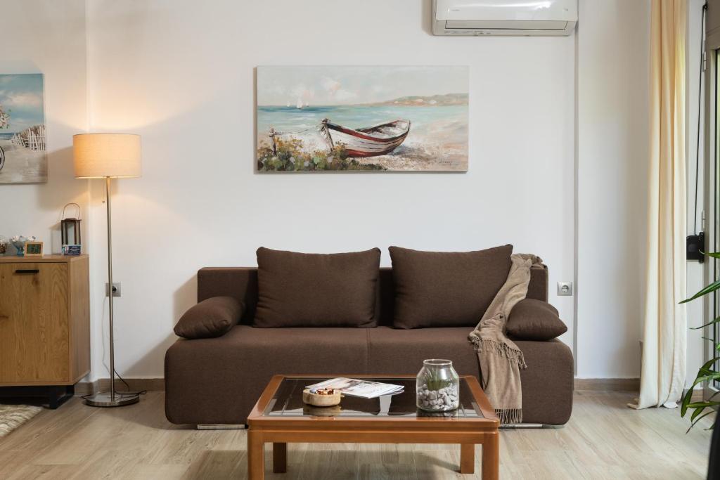 A seating area at ModernPastel Apartment - Private Parking,Near the Old Port