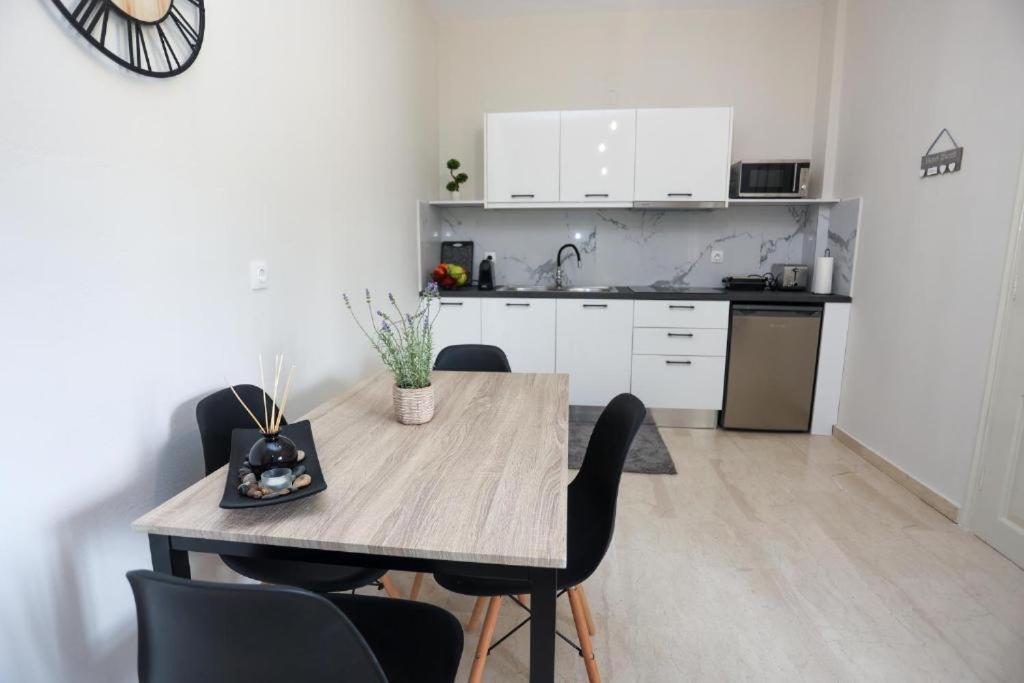 Kuchyň nebo kuchyňský kout v ubytování Kouros apartments