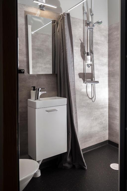 Koupelna v ubytování Hotell Greven
