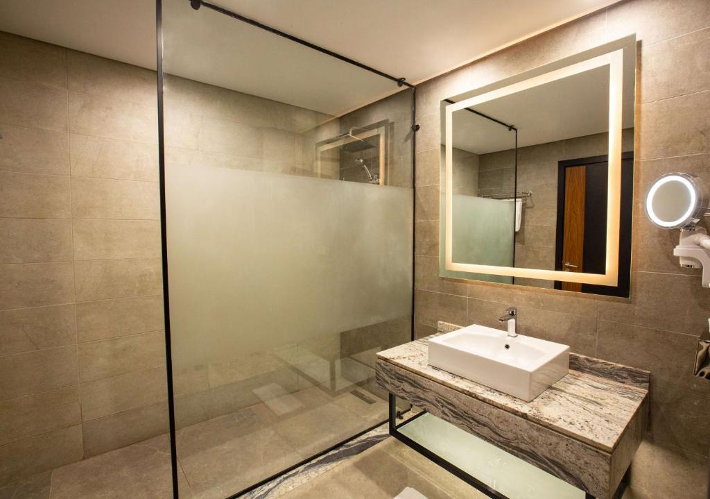 A bathroom at Radisson Blu Hotel & Convention Center, Alexandria