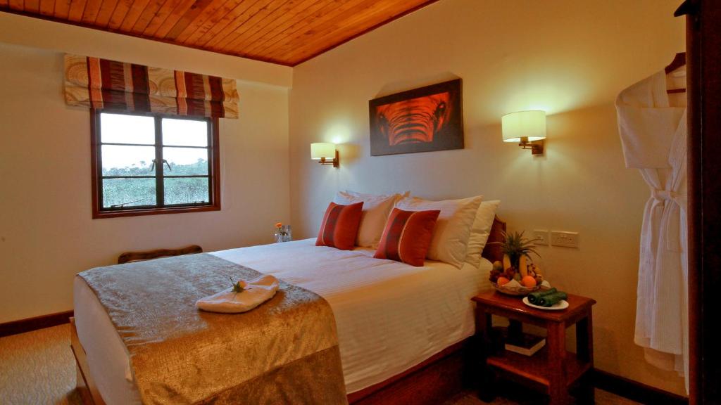 a bedroom with a large bed and a window at The Ark Lodge in Nyeri