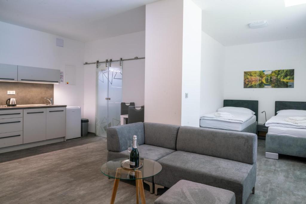 Kuchyň nebo kuchyňský kout v ubytování Apartmány Venuše