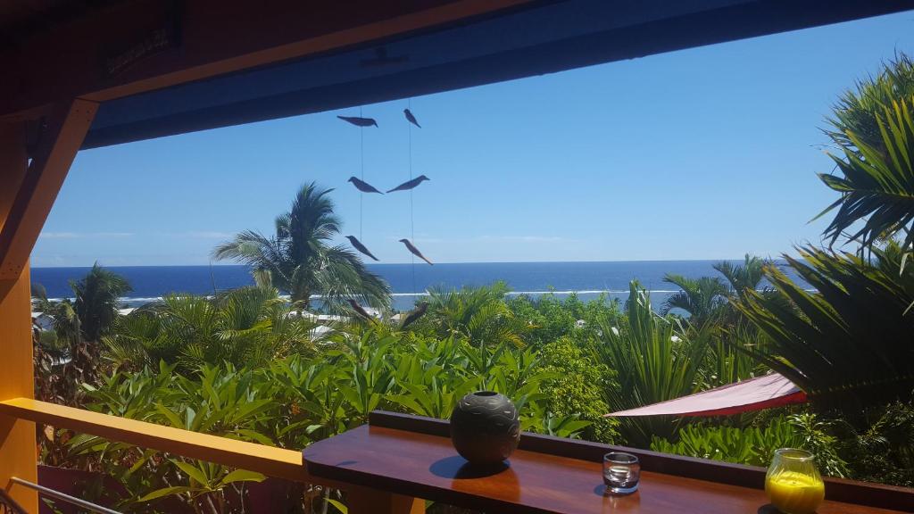 a view of the ocean from a resort balcony at Poz Lagon in La Saline les Bains