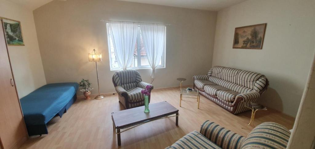 a living room with a couch and chairs and a table at Aleksinac Centar-Vojislav Eror in Aleksinac