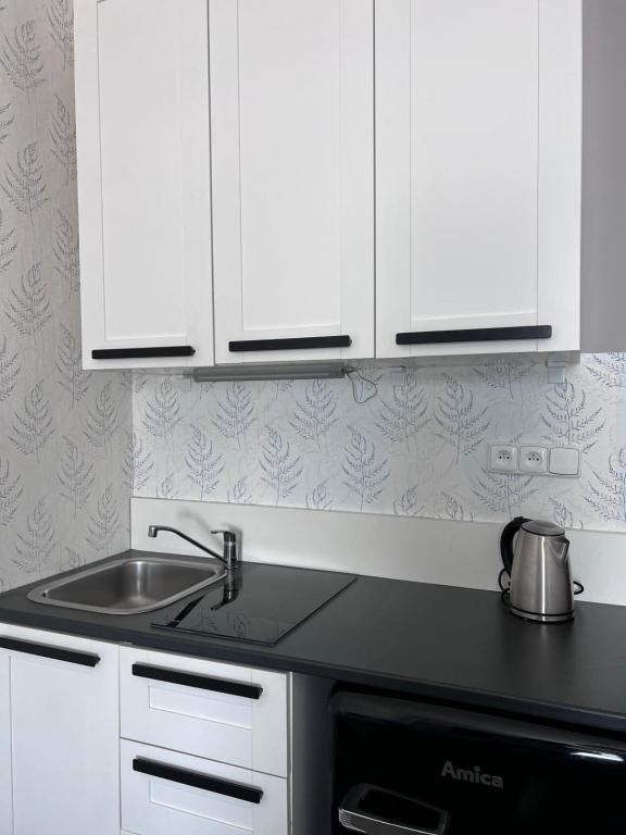 Kuchyň nebo kuchyňský kout v ubytování Downtown Apartments