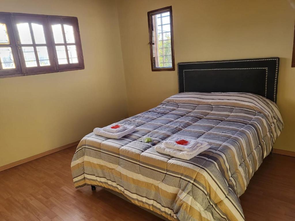Departamento Mendoza في مايبو: غرفة نوم عليها سرير وفوط