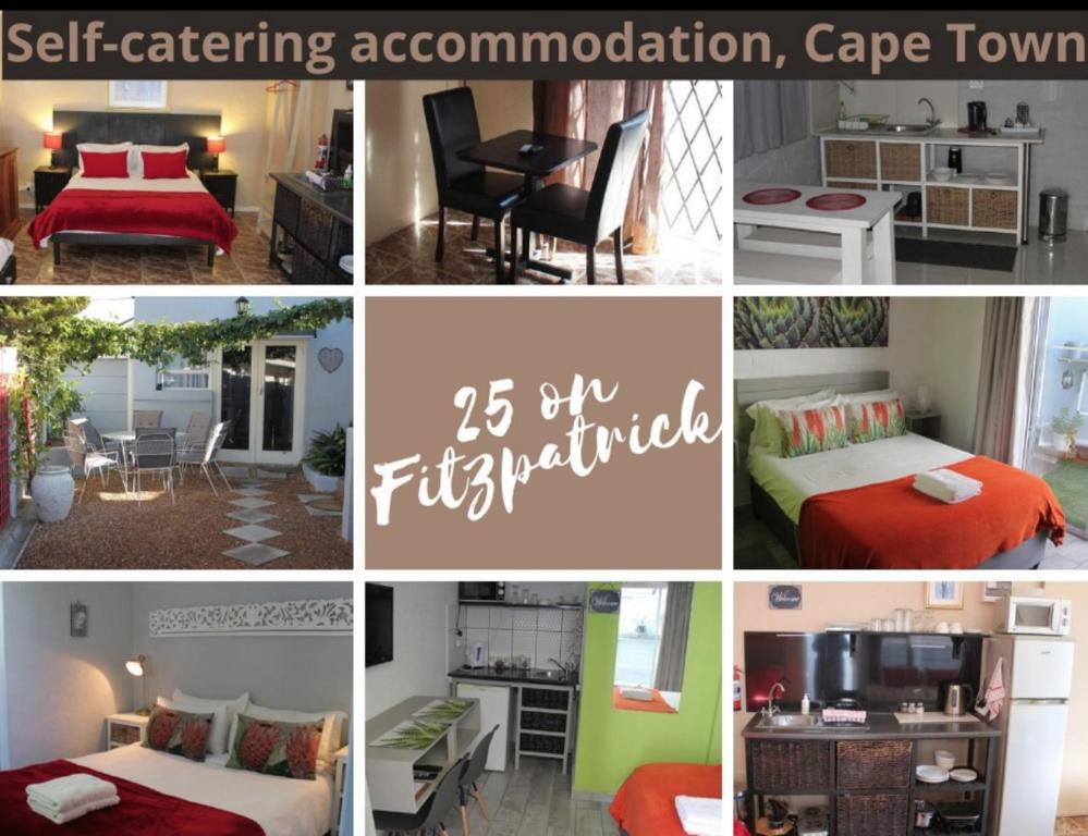 a collage of photos of a hotel room at 25 on Fitzpatrick in Parow