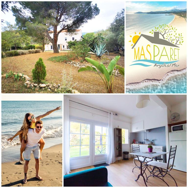un collage de photos d'une maison sur la plage dans l'établissement MAS PARET, Gîte 