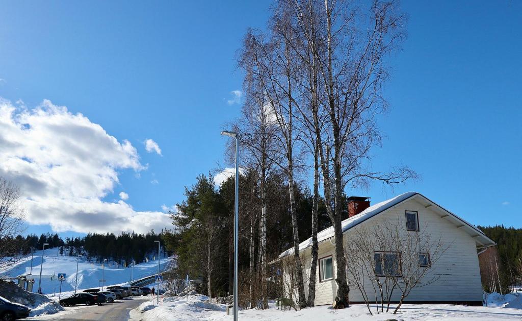 ein Haus im Schnee neben einem Baum in der Unterkunft SportHome in Rovaniemi