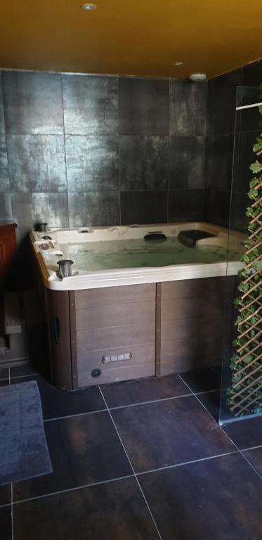 a bathroom with a bath tub in a room at Cour st Didier in Nevers