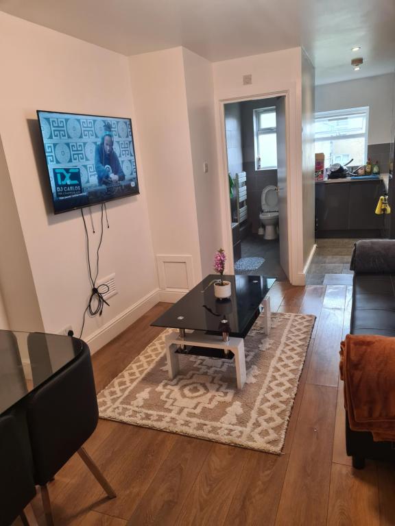 Televízia a/alebo spoločenská miestnosť v ubytovaní Luxury one bedroom flat