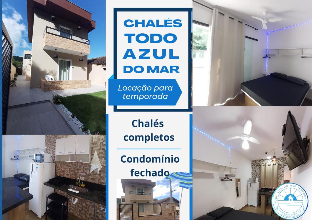 a collage of pictures of a house at Chalés Todo Azul do Mar-Condomínio! in Caraguatatuba