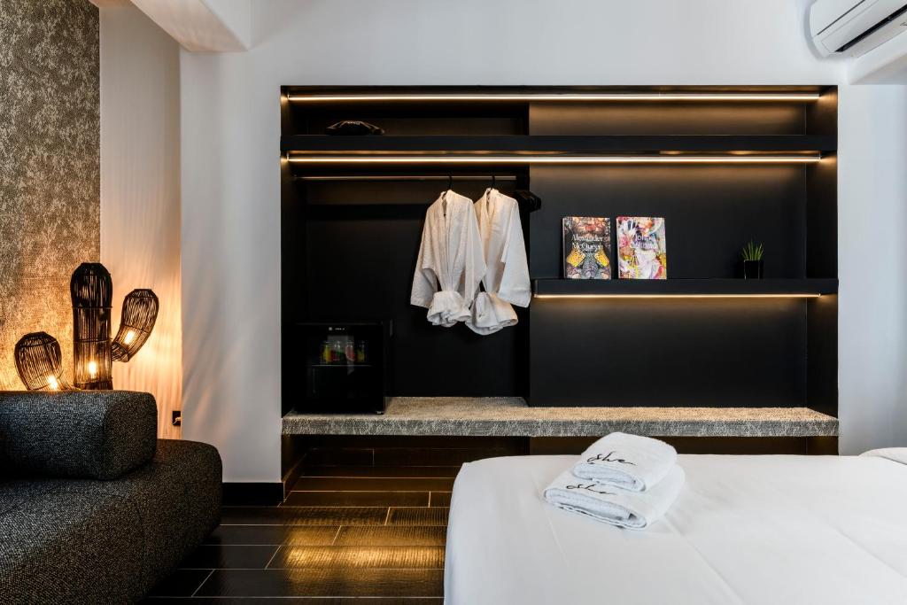 Postel nebo postele na pokoji v ubytování She Mykonos - The Residency