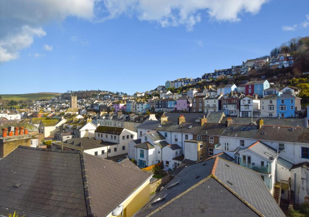 an aerial view of a town with houses at Number 17 in Dartmouth