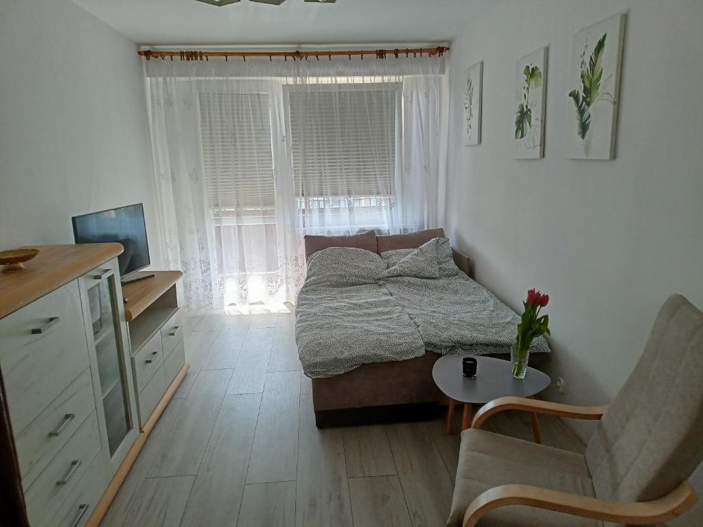 Łóżko lub łóżka w pokoju w obiekcie Apartament Mazury