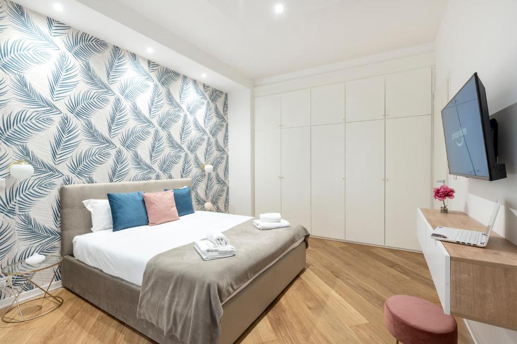 Postel nebo postele na pokoji v ubytování White flat Gallia