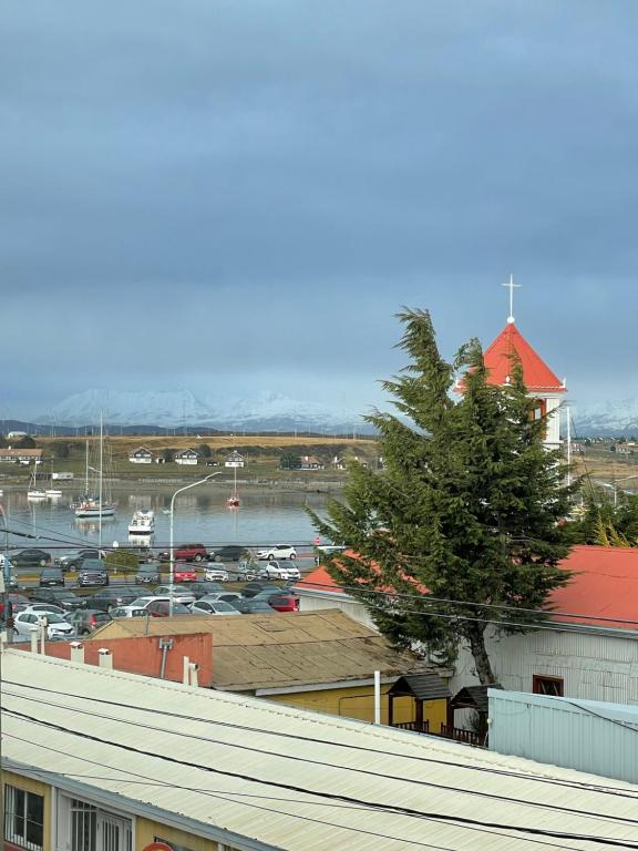 a view of a harbor with boats in a marina at Departamento Rosas in Ushuaia