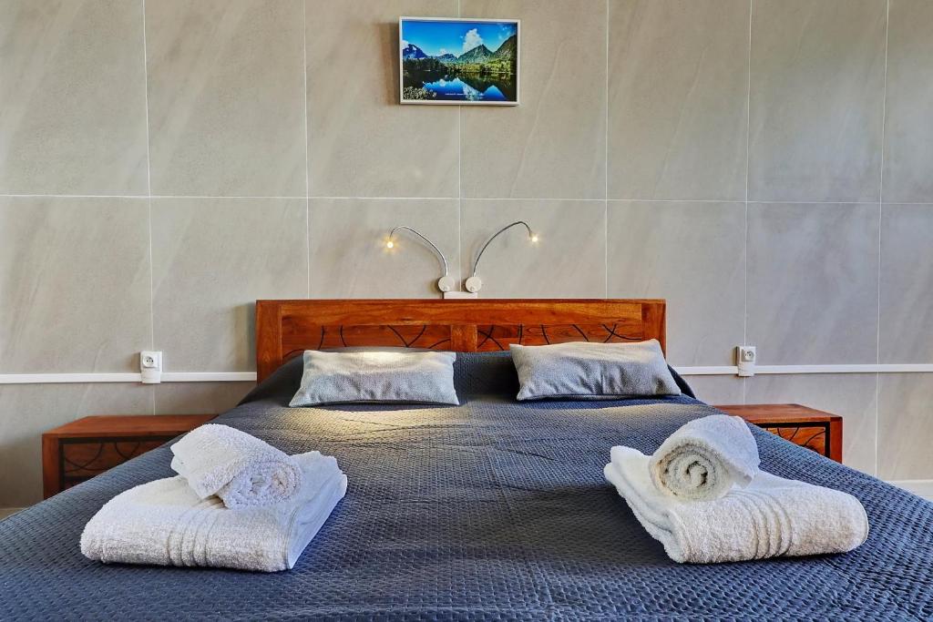 Postel nebo postele na pokoji v ubytování Vaste chambre vue mer montagne Ti Kaz Miyou 3