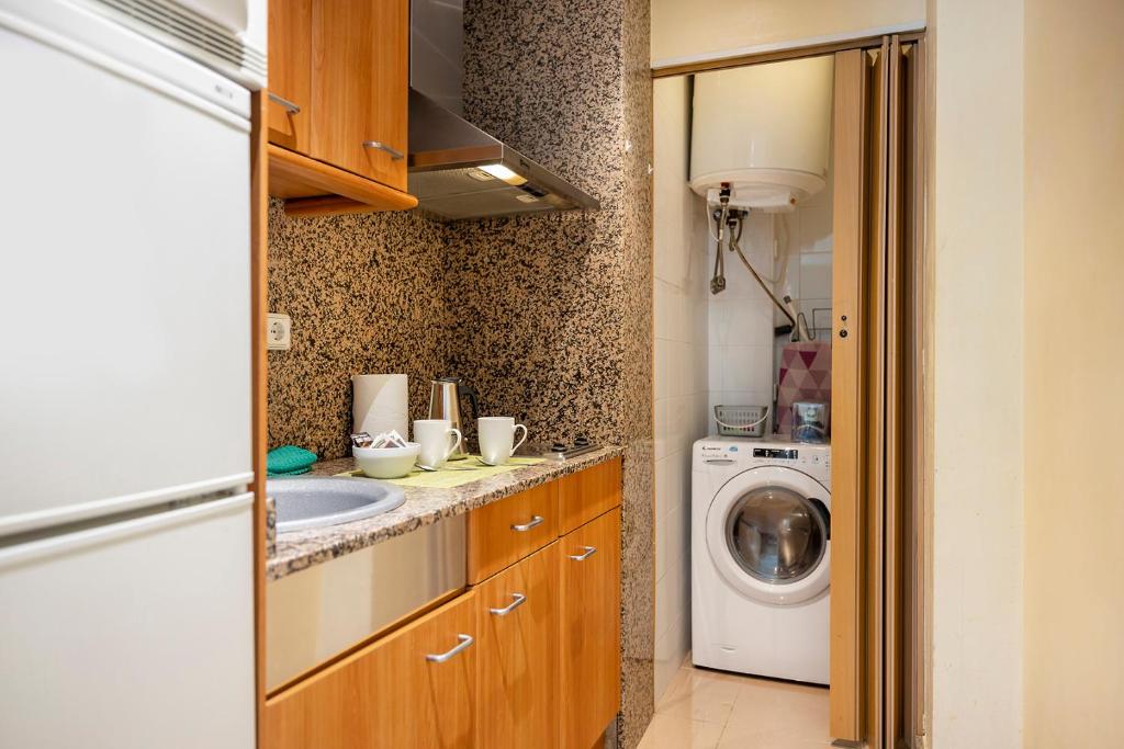 Kuchyň nebo kuchyňský kout v ubytování Apartments Sata Park Guell Area