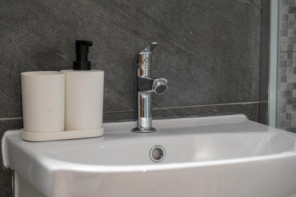 Koupelna v ubytování Skopje Hostel