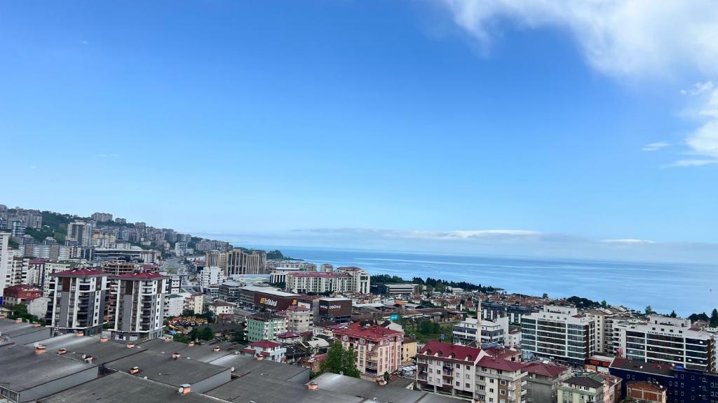 una vista aérea de la ciudad y el océano en Sea life Trabzon, en Trabzon